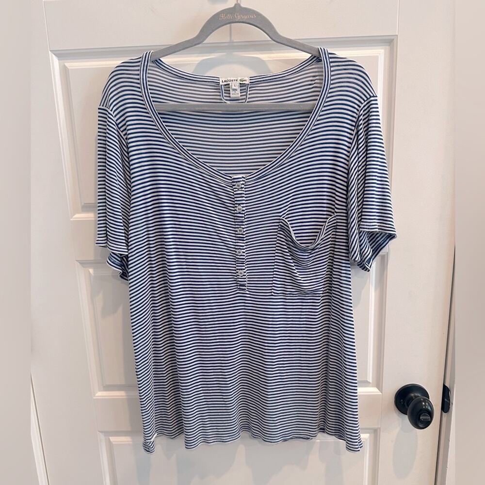 Lacoste Women’s Henley Striped Blouse